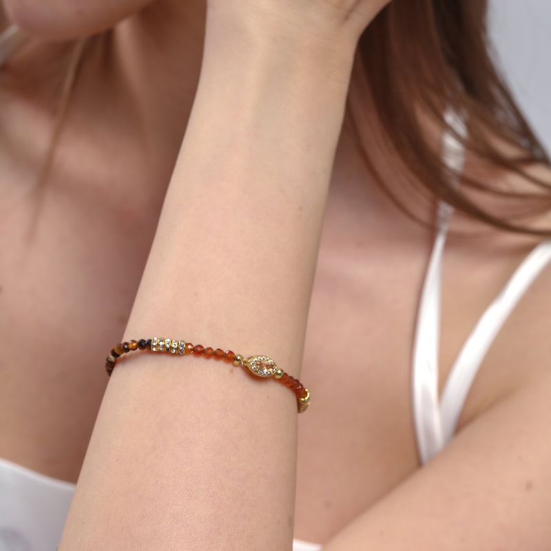 Best Of Luck Tiger Eye Stone Garnet Bracelet