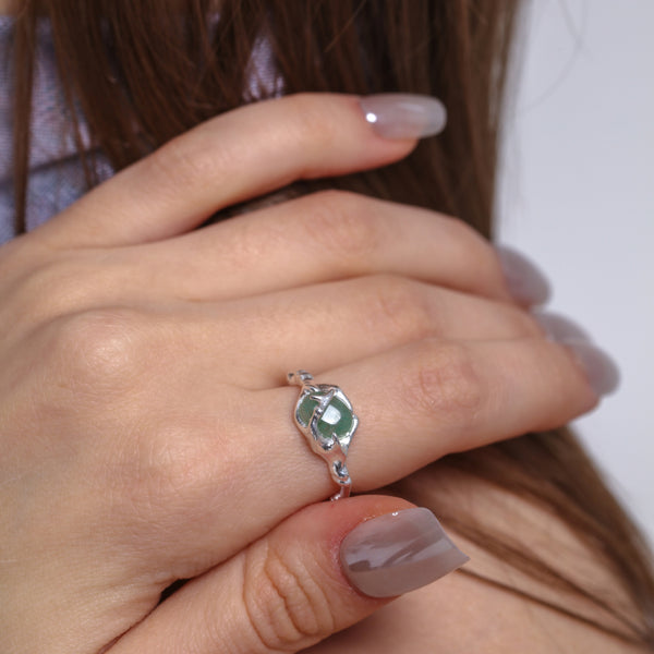 Calmness And Harmony Green Jade Ring