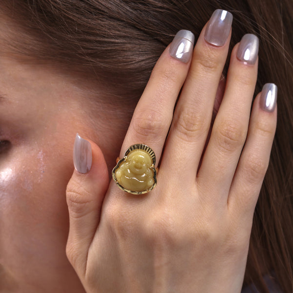 Luck Magnet Agate Buddha Ring