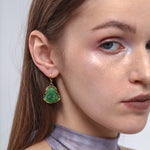 Good Luck Keeper Green Buddha Earrings