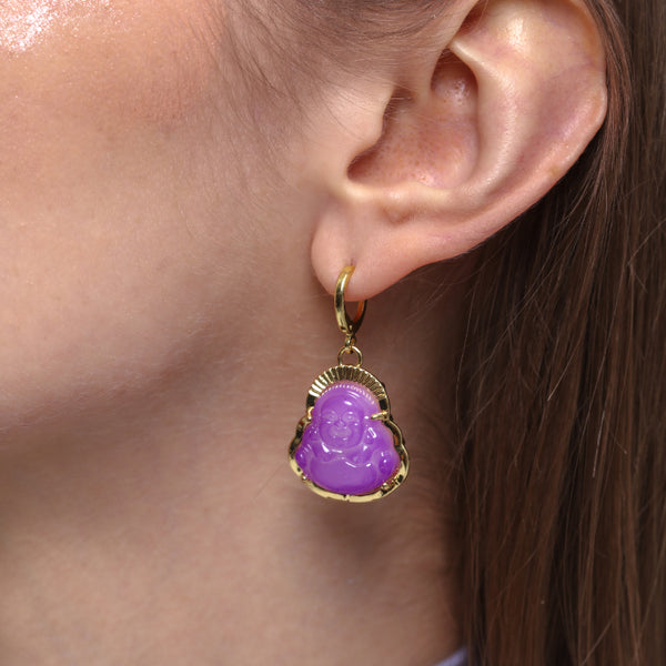 Good Luck Keeper Purple Buddha Earrings