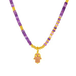 Guardian Elf Amethyst Hamsa Pendant Necklace