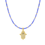 Spiritual Insurance Bluevein Stone Hamsa Pendant Necklace