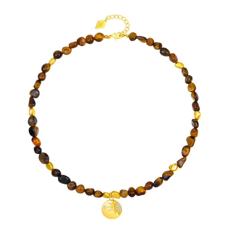 To The Top Tiger Eye Sun Charm Necklace