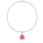 Good Luck Keeper Pink Buddha Pendant Necklace