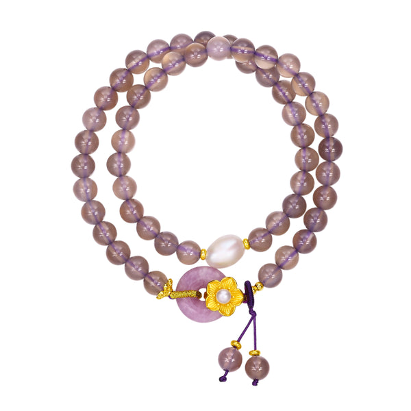 Inner Balance Agate Flower Charm Bracelet