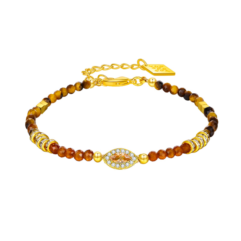 Best Of Luck Tiger Eye Stone Garnet Bracelet