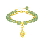 Inner Balance Jade Leaf Charm Bracelet