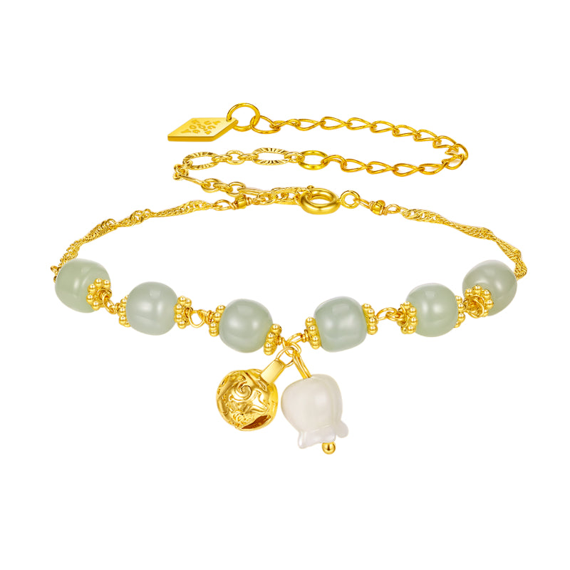 Inner Balance Jade Flower Charm Bracelet