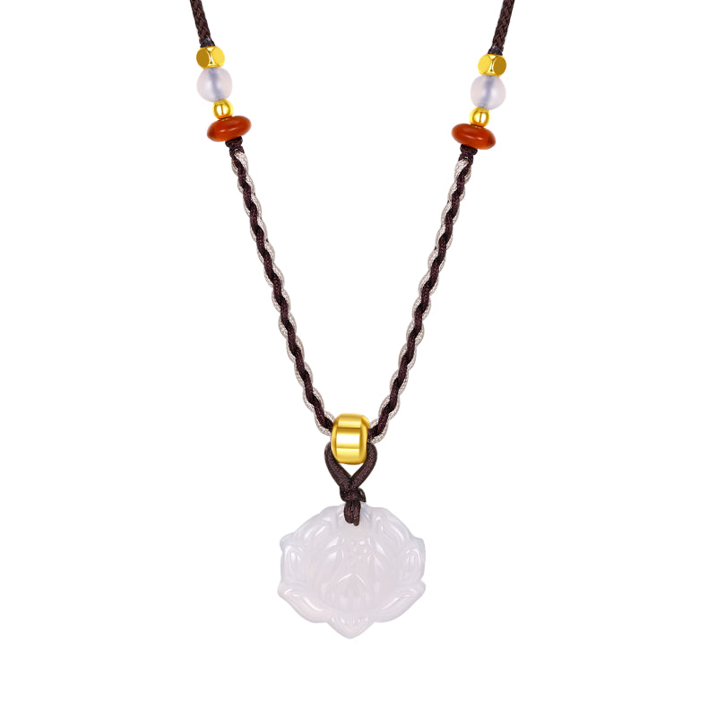 Spiritual Professor Jade Lotus Pendant Necklace