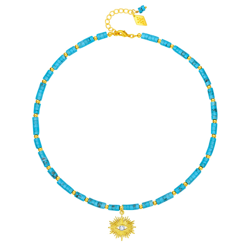 Health Bodyguard  Turquoise Evil Eye Pendant Necklace