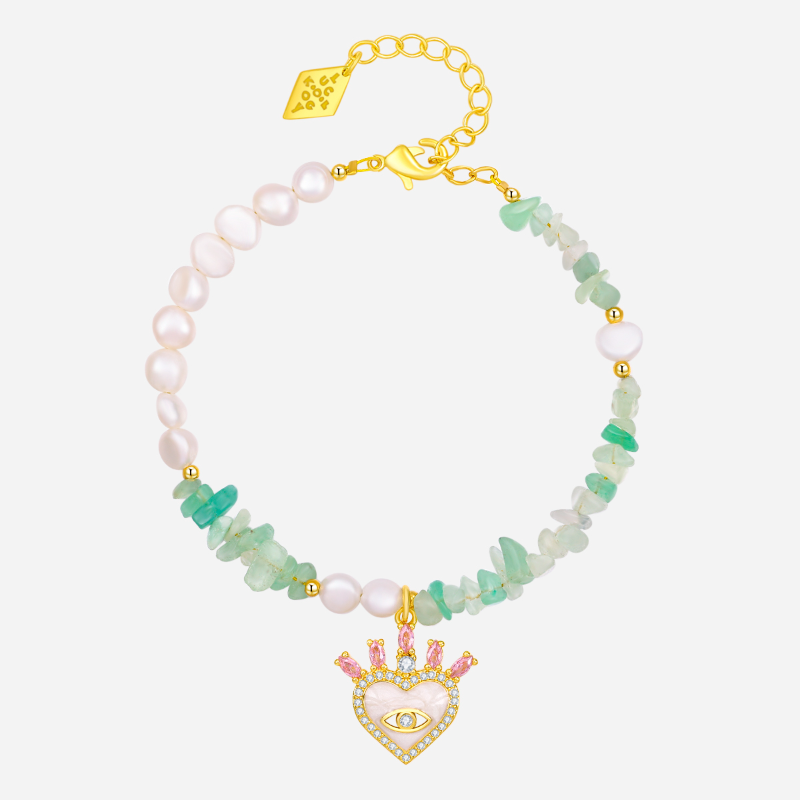 Blessing Angel Amazonite Pearl Evil Eye Charm Bracelet