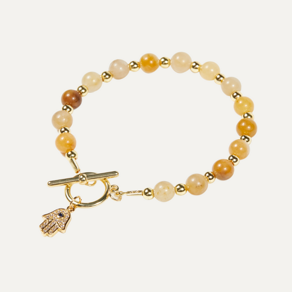 Guardian Elf Agate Hamsa Charm Bracelet