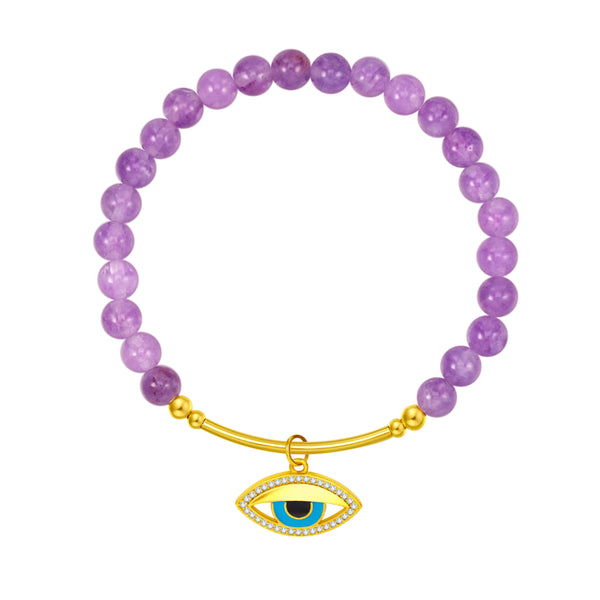 Special Bodyguard Amethyst Evil Eye Charm Bracelet