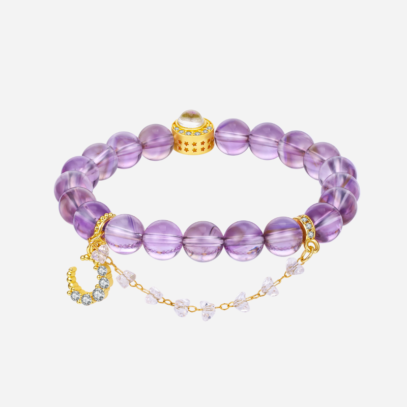 Higher Communication Amethyst Moon Charm Bracelet