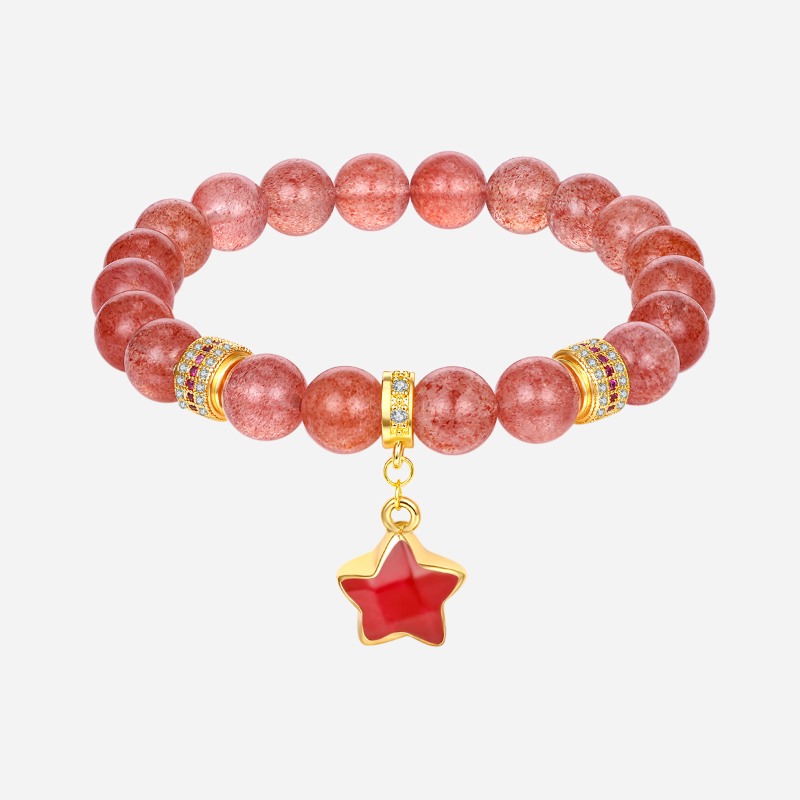 Romance Magnet Strawberry Quartz Star Charm Bracelet