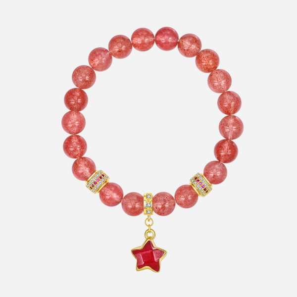 Romance Magnet Strawberry Quartz Star Charm Bracelet