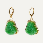 Good Luck Keeper Green Buddha Earrings