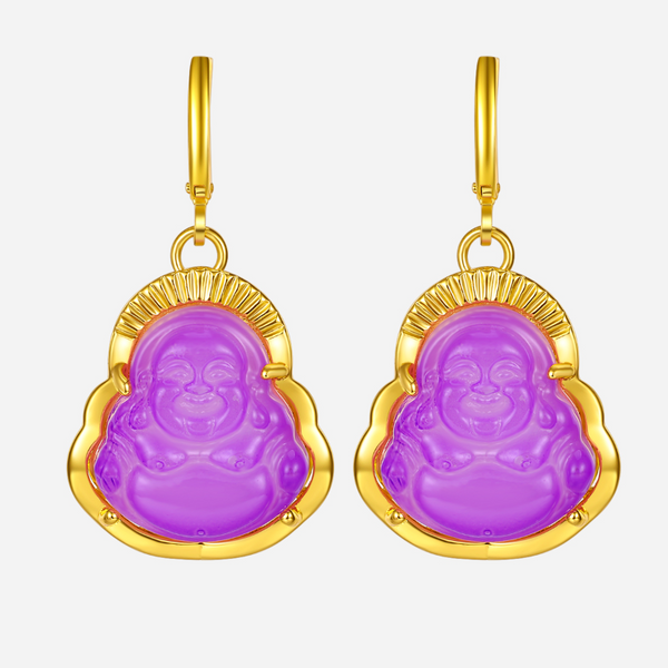 Good Luck Keeper Purple Buddha Earrings