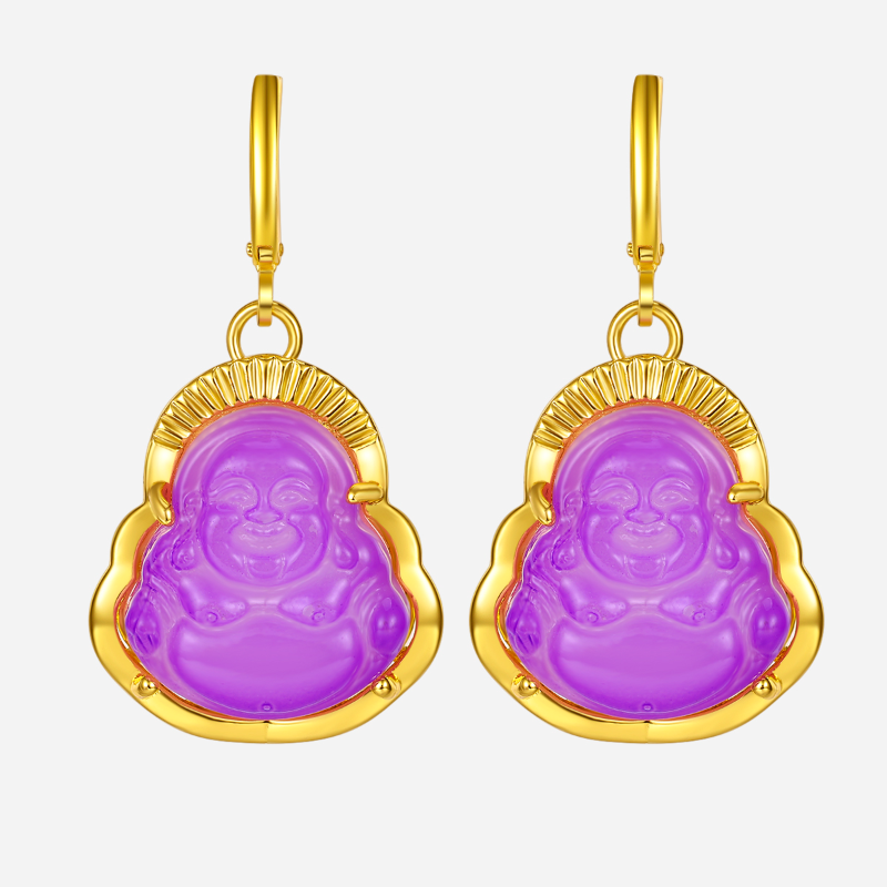 Good Luck Keeper Purple Buddha Earrings