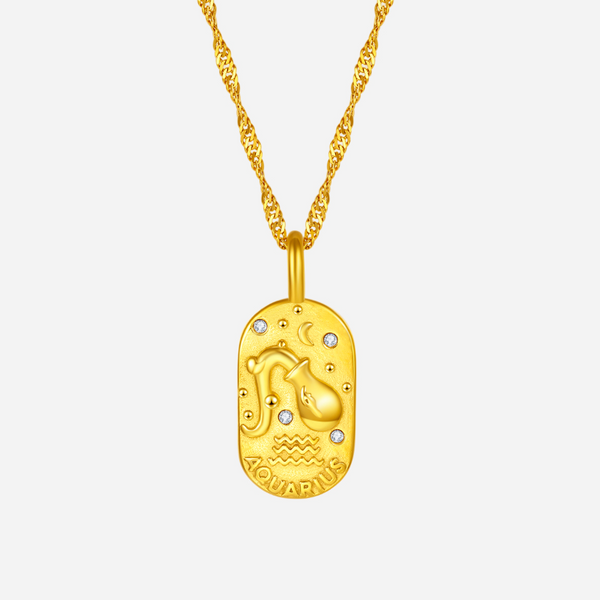 Good Luck Keeper Aquarius Zodiac Necklace