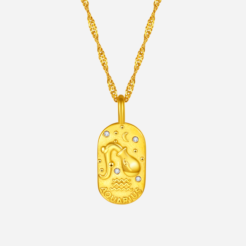 Good Luck Keeper Aquarius Zodiac Necklace