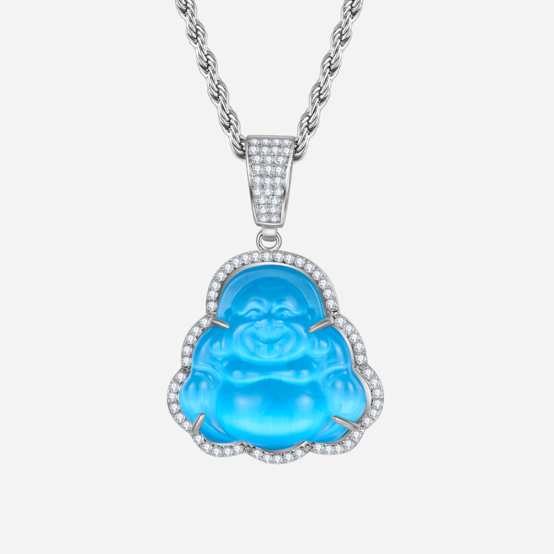 Good Luck Keeper Blue Buddha Pendant Necklace