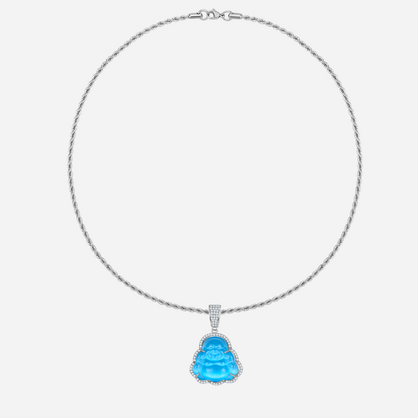 Good Luck Keeper Blue Buddha Pendant Necklace