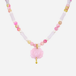 Spiritual Guidance Rose Quartz Lotus Pendant Necklace