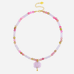 Spiritual Guidance Rose Quartz Lotus Pendant Necklace