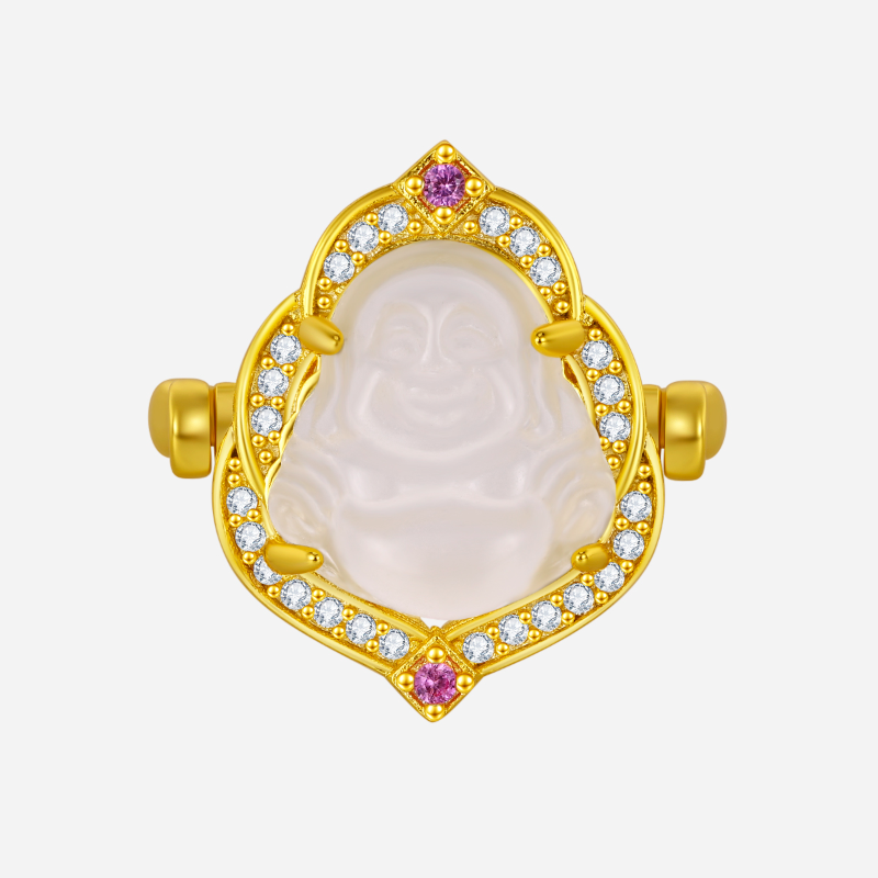 Good Luck Keeper Agate Buddha Ring