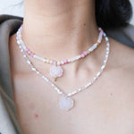 Spiritual Guidance Rose Quartz Lotus Pendant Necklace